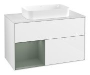 Тумба под раковину Villeroy & Boch Finion 100х50,1 см с подсветкой МДФ глянцевый белый лак/стекло белое матовое F651GMGF