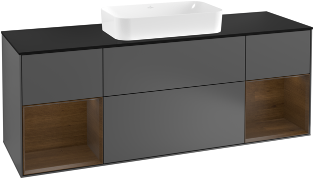 Тумба под раковину Villeroy & Boch Finion 160х50,1 см с подсветкой МДФ антрацит матовый лак/стекло черное матовое F332GNGK