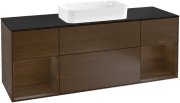 Тумба под раковину Villeroy & Boch Finion 160х50,1 см с подсветкой МДФ шпон грецкого ореха/стекло черное матовое F332GNGN