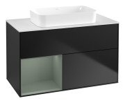 Тумба під раковину Villeroy & Boch Finion 100х50,1 см із підсвічуванням МДФ чорний матовий лак/скло біле матове F651GMPD