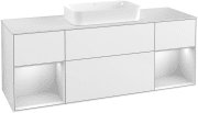 Тумба під раковину Villeroy & Boch Finion 160х50,1 см з підсвіткою МДФ білий глянцевий лак/скло біле матове F331MTGF