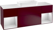 Тумба під раковину Villeroy & Boch Finion 160х50,1 см з підсвічуванням МДФ півонія матовий лак/скло біле матове F331MTHB