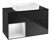 Тумба під раковину Villeroy & Boch Finion 100х50,1 см із підсвічуванням МДФ чорний матовий лак/скло чорне матове F652MTPD