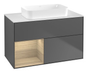 Тумба под раковину Villeroy & Boch Finion 100х50,1 см с подсветкой МДФ антрацит матовый лак/стекло белое матовое F651PCGK