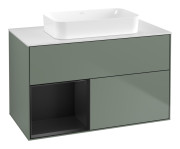 Тумба под раковину Villeroy & Boch Finion 100х50,1 см с подсветкой МДФ оливковый матовый лак/стекло белое матовое F651PDGM