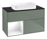 Тумба под раковину Villeroy & Boch Finion 100х50,1 см с подсветкой МДФ оливковый матовый лак/стекло черное матовое F652GFGM