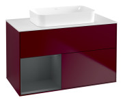 Тумба под раковину Villeroy & Boch Finion 100х50,1 см с подсветкой МДФ пион матовый лак/стекло белое матовое F651HGHB