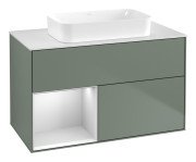 Тумба під раковину Villeroy & Boch Finion 100х50,1 см із підсвічуванням МДФ оливковий матовий лак/скло біле матове F651MTGM