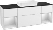 Тумба под раковину Villeroy & Boch Finion 160х50,1 см с подсветкой МДФ глянцевый белый лак/стекло черное матовое F332MTGF