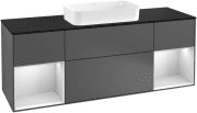 Тумба под раковину Villeroy & Boch Finion 160х50,1 см с подсветкой МДФ антрацит матовый лак/стекло черное матовое F332MTGK