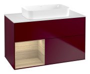 Тумба під раковину Villeroy & Boch Finion 100х50,1 см з підсвічуванням МДФ півонія матовий лак/скло біле матове F651PCHB