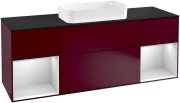 Тумба під раковину Villeroy & Boch Finion 160х50,1 см з підсвічуванням МДФ півонія матовий лак/скло чорне матове F332MTHB