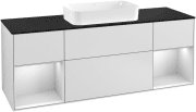 Тумба под раковину Villeroy & Boch Finion 160х50,1 см с подсветкой МДФ белый матовый лак/стекло черное матовое F332MTMT