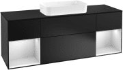 Тумба під раковину Villeroy & Boch Finion 160х50,1 см із підсвічуванням МДФ чорний матовий лак/скло чорне матове F332MTPD