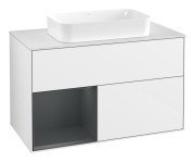 Тумба под раковину Villeroy & Boch Finion 100х50,1 см с подсветкой МДФ глянцевый белый лак/стекло белое матовое F651HGGF