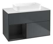 Тумба под раковину Villeroy & Boch Finion 100х50,1 см с подсветкой МДФ темно-синий матовый лак/стекло белое матовое F651PDHG