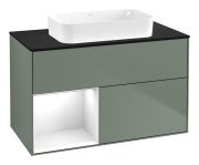 Тумба під раковину Villeroy & Boch Finion 100х50,1 см із підсвічуванням МДФ оливковий матовий лак/скло чорне матове F652GFGM