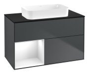 Тумба під раковину Villeroy & Boch Finion 100х50,1 см із підсвічуванням МДФ темно-синій матовий лак/скло чорне матове F652GFHG