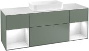 Тумба під раковину Villeroy & Boch Finion 160х50,1 см із підсвічуванням МДФ оливковий матовий лак/скло біле матове F331GFGM