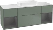 Тумба під раковину Villeroy & Boch Finion 160х50,1 см із підсвічуванням МДФ оливковий матовий лак/скло біле матове F331GKGM