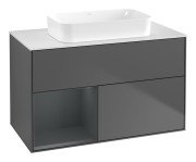 Тумба под раковину Villeroy & Boch Finion 100х50,1 см с подсветкой МДФ антрацит матовый лак/стекло белое матовое F651HGGK