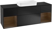 Тумба под раковину Villeroy & Boch Finion 160х50,1 см с подсветкой МДФ черный матовый лак/стекло черное матовое F332GNPD
