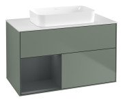 Тумба под раковину Villeroy & Boch Finion 100х50,1 см с подсветкой МДФ оливковый матовый лак/стекло белое матовое F651HGGM