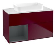 Тумба під раковину Villeroy & Boch Finion 100х50,1 см з підсвічуванням МДФ півонія матовий лак/скло біле матове F651HGHB