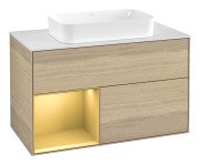 Тумба під раковину Villeroy & Boch Finion 100х50,1 см із підсвічуванням МДФ шпон дуба/скло біле матове F651HFPC