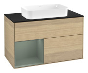 Тумба под раковину Villeroy & Boch Finion 100х50,1 см с подсветкой МДФ шпон дуба/стекло черное матовое F652GMPC