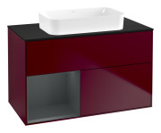 Тумба під раковину Villeroy & Boch Finion 100х50,1 см з підсвічуванням МДФ півонія матовий лак/скло чорне матове F652HGHB