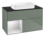 Тумба под раковину Villeroy & Boch Finion 100х50,1 см с подсветкой МДФ оливковый матовый лак/стекло черное матовое F652MTGM