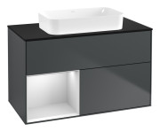 Тумба под раковину Villeroy & Boch Finion 100х50,1 см с подсветкой МДФ темно-синий матовый лак/стекло черное матовое F652MTHG