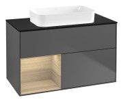 Тумба под раковину Villeroy & Boch Finion 100х50,1 см с подсветкой МДФ антрацит матовый лак/стекло черное матовое F652PCGK