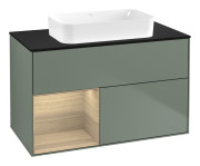 Тумба под раковину Villeroy & Boch Finion 100х50,1 см с подсветкой МДФ оливковый матовый лак/стекло черное матовое F652PCGM