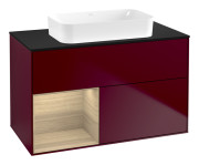 Тумба під раковину Villeroy & Boch Finion 100х50,1 см з підсвічуванням МДФ півонія матовий лак/скло чорне матове F652PCHB