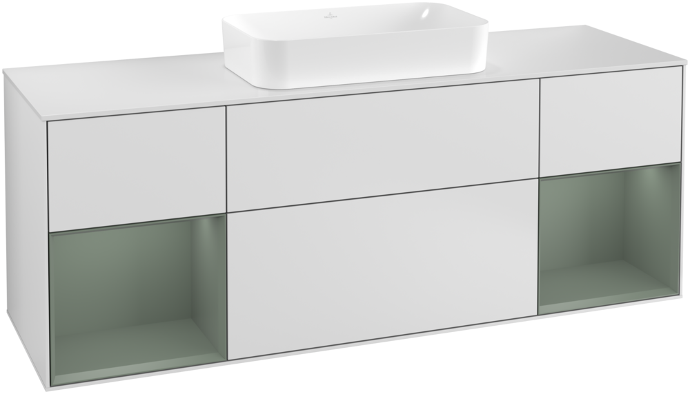 Тумба под раковину Villeroy & Boch Finion 160х50,1 см с подсветкой МДФ белый матовый лак/стекло белое матовое F331GMMT