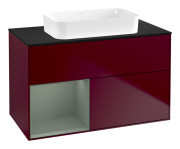 Тумба под раковину Villeroy & Boch Finion 100х50,1 см с подсветкой МДФ пион матовый лак/стекло черное матовое F652GMHB