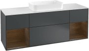 Тумба под раковину Villeroy & Boch Finion 160х50,1 см с подсветкой МДФ темно-синий матовый лак/стекло белое матовое F331GNHG