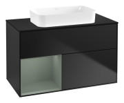 Тумба под раковину Villeroy & Boch Finion 100х50,1 см с подсветкой МДФ черный матовый лак/стекло черное матовое F652GMPD