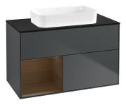 Тумба под раковину Villeroy & Boch Finion 100х50,1 см с подсветкой МДФ темно-синий матовый лак/стекло черное матовое F652GNHG