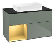 Тумба под раковину Villeroy & Boch Finion 100х50,1 см с подсветкой МДФ оливковый матовый лак/стекло черное матовое F652HFGM