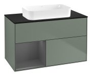 Тумба під раковину Villeroy & Boch Finion 100х50,1 см із підсвічуванням МДФ оливковий матовий лак/скло чорне матове F652GKGM