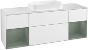 Тумба под раковину Villeroy & Boch Finion 160х50,1 см с подсветкой МДФ глянцевый белый лак/стекло белое матовое F331GMGF