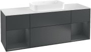 Тумба под раковину Villeroy & Boch Finion 160х50,1 см с подсветкой МДФ темно-синий матовый лак/стекло белое матовое F331HGHG