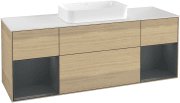 Тумба під раковину Villeroy & Boch Finion 160х50,1 см із підсвічуванням МДФ шпон дуба/скло біле матове F331HGPC