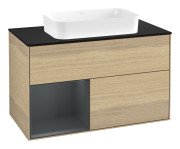 Тумба под раковину Villeroy & Boch Finion 100х50,1 см с подсветкой МДФ шпон дуба/стекло черное матовое F652HGPC