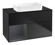 Тумба под раковину Villeroy & Boch Finion 100х50,1 см с подсветкой МДФ черный матовый лак/стекло черное матовое F652HGPD