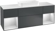 Тумба под раковину Villeroy & Boch Finion 160х50,1 см с подсветкой МДФ темно-синий матовый лак/стекло белое матовое F331MTHG