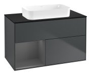 Тумба під раковину Villeroy & Boch Finion 100х50,1 см із підсвічуванням МДФ темно-синій матовий лак/скло чорне матове F652GKHG